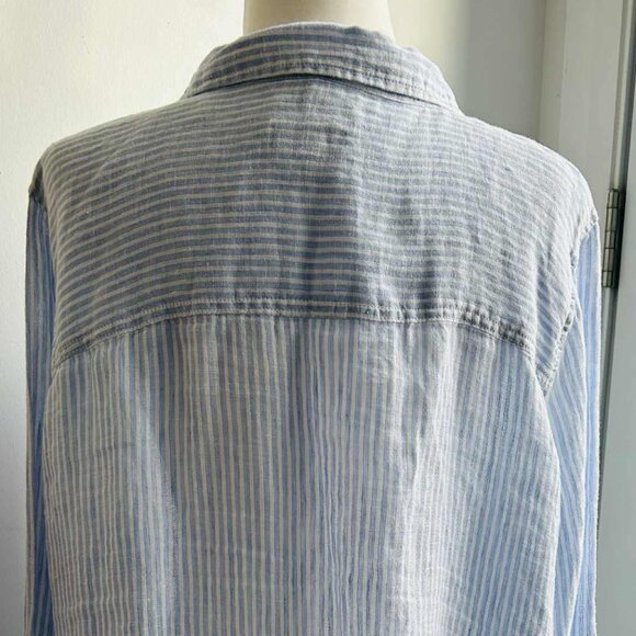 Jones New York Light Blue & White Striped Pure Linen Button-Front Shirt – US 2X - Picture 8 of 12